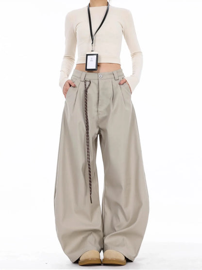 Black High Waist Straight Suit Pants