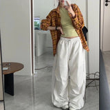 Women Vintage White Striped Summer Baggy Sweatpants