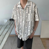 Essential Mesh Hollow Striped Shirt