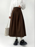 Pleated Dark Academia Midi Skirt