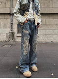 Vintage Digital Printed Distressed Jeans