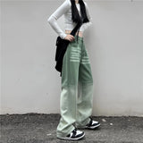 Contrasting Green High-waist Jeans
