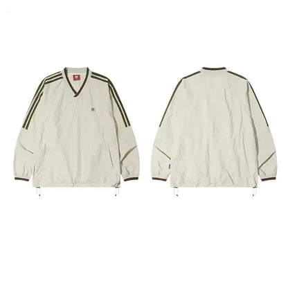 Y2K Retro Stripe Oversize Baseball Sweatshirt