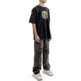 Retro Patterned Short-Sleeved Cotton T-Shirt