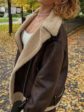 Clean Aesthetic Lapel Collar PU Leather Jacket