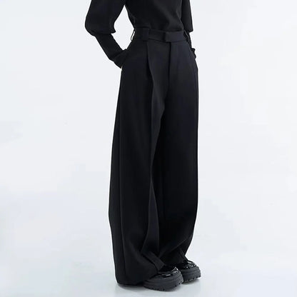 American Pleated Solid Color Casual Trousers