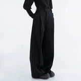 American Pleated Solid Color Casual Trousers