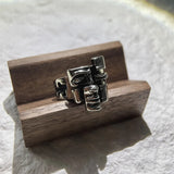 Abstract Falling Apart Face Silver Ring