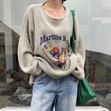 Women 8 Ball Cozy Cartoon Print Knit Sweater