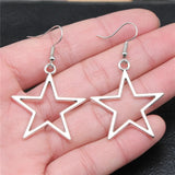 Silver Color Hollow Star Earrings