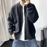 Y2K Knitted Solid Color Button-Up Cardigan