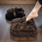 Chunky Fur Lined Platform Loafer Shoes