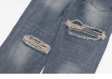 Food Court Embroidery Denim Pants