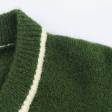 Stylish Contrasting Color Trim Knit Cardigan