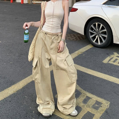 Adjustable Waist Baggy Cargo Pants