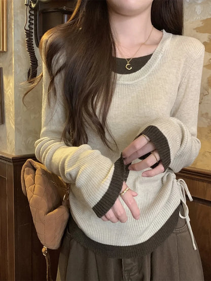 Slim Fit Drawstring Knit Long Shirt