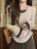 Slim Fit Drawstring Knit Long Shirt