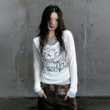 Vintage Japanese Y2K Patchwork Letter T-Shirt