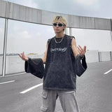 Vintage Washed Oversize Sleeveless Crew T-Shirt
