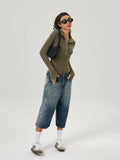 Retro Washed Gradient Wide Leg Jorts