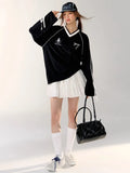 Sweet Oversized Graphic V-Neck Sweatshirts