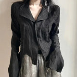 Gothic Black Button Down Blouse Shirt