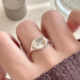Minimalist Sterling Silver Flower Geometry Ring