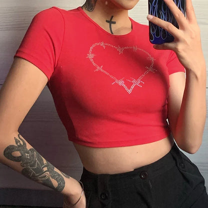 Y2K Rhinestone Embelished T-shirt
