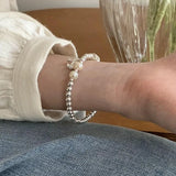 Geometric Asymmetric Silver Pearl Bracelet