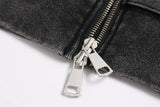Streetwear Distressed Zip-Up Hooded Race Sweatshirt