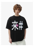Chinese Characters Print Loose Crew T-Shirt