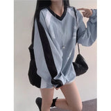 Oversized V-Neck Sports Sweatshirt