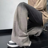 Streetwear Vintage Gray Wide Leg Flare Jeans