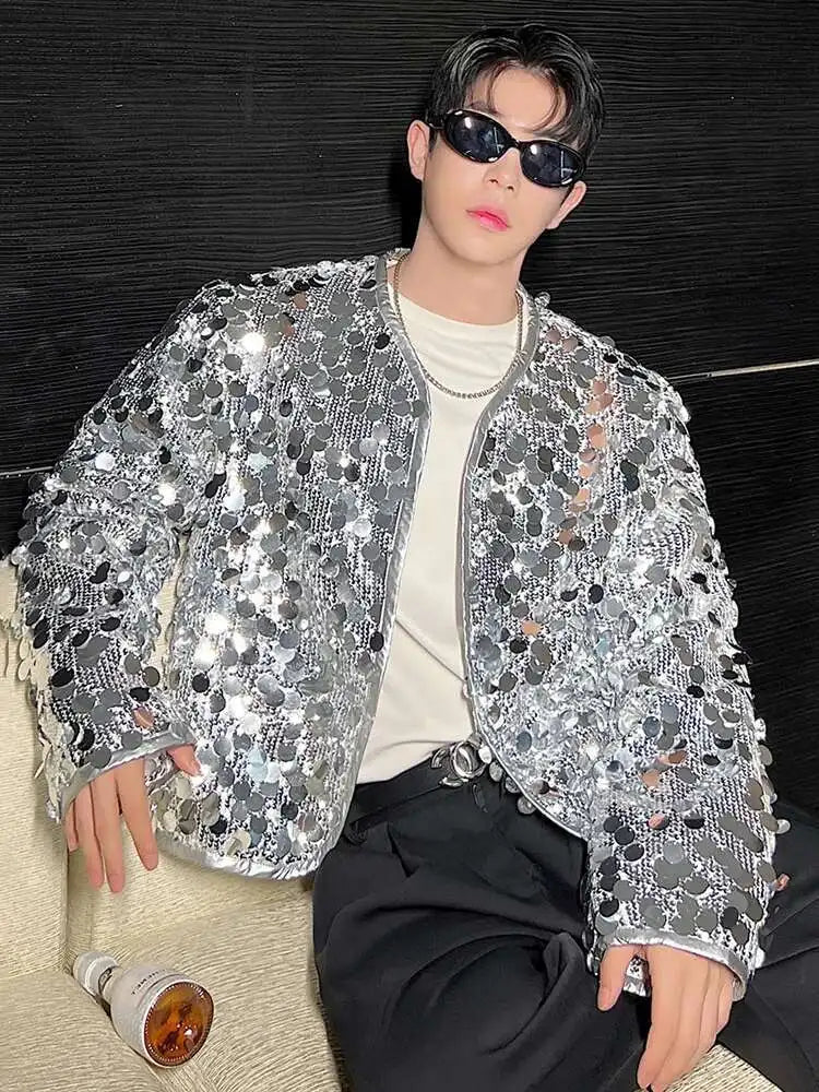 Trendy Stylish Sequin Splicing Street Jacket
