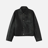 Chic Fashionable Solid Color PU Leather Jacket