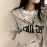 Cozy Zip-Up Letter Print Half Zipper Hoodie