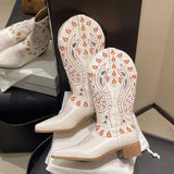 Embroidered Western Mid Calf Cowgirls Boots