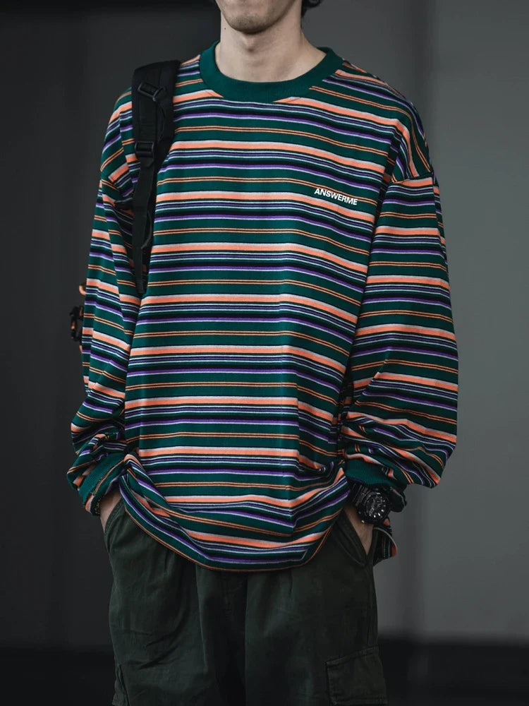 Retro Striped Casual Fit Long Sleeve T-Shirt