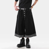 Vintage Washed Raw Edge Cropped Denim Jorts