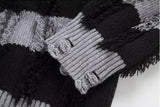 Classic Hairy Striped Round Neck Sweater