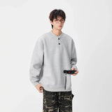 Casual Stand Collar Button Detail Sweatshirt