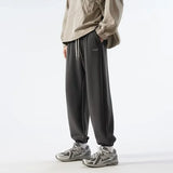 Vintage Letter Embroidered Elastic Waist Sweatpants