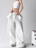 Contrasting Color Patchwork Lace Wide Pants