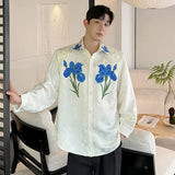 Vintage Embroidered Loose Flower Casual Hip Hop Shirt