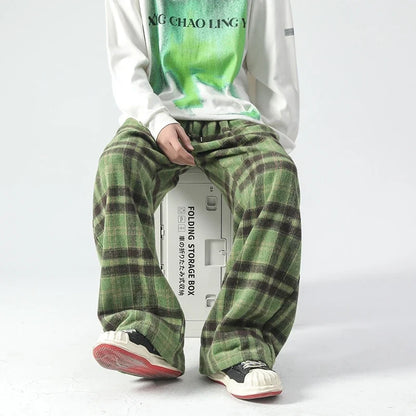 Autumn Fashionable Plaid Wide Leg Sweatpants