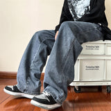 Ankle-length Baggy Washed Denim Pants