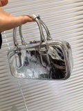 Purse Silver Square Leather Messenger Bag