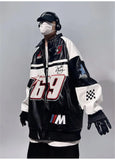 Streetwear Vintage PU Leather Race Jacket