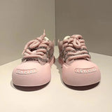 Women Pink Chain Smiling Canvas Sneaker