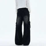 Functional Multi-Pocket Straight Leg Denim Jeans